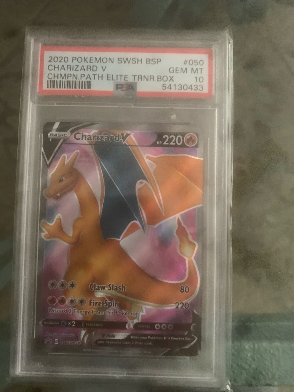 Charizard V Holo Trading Card - Pink/Orange